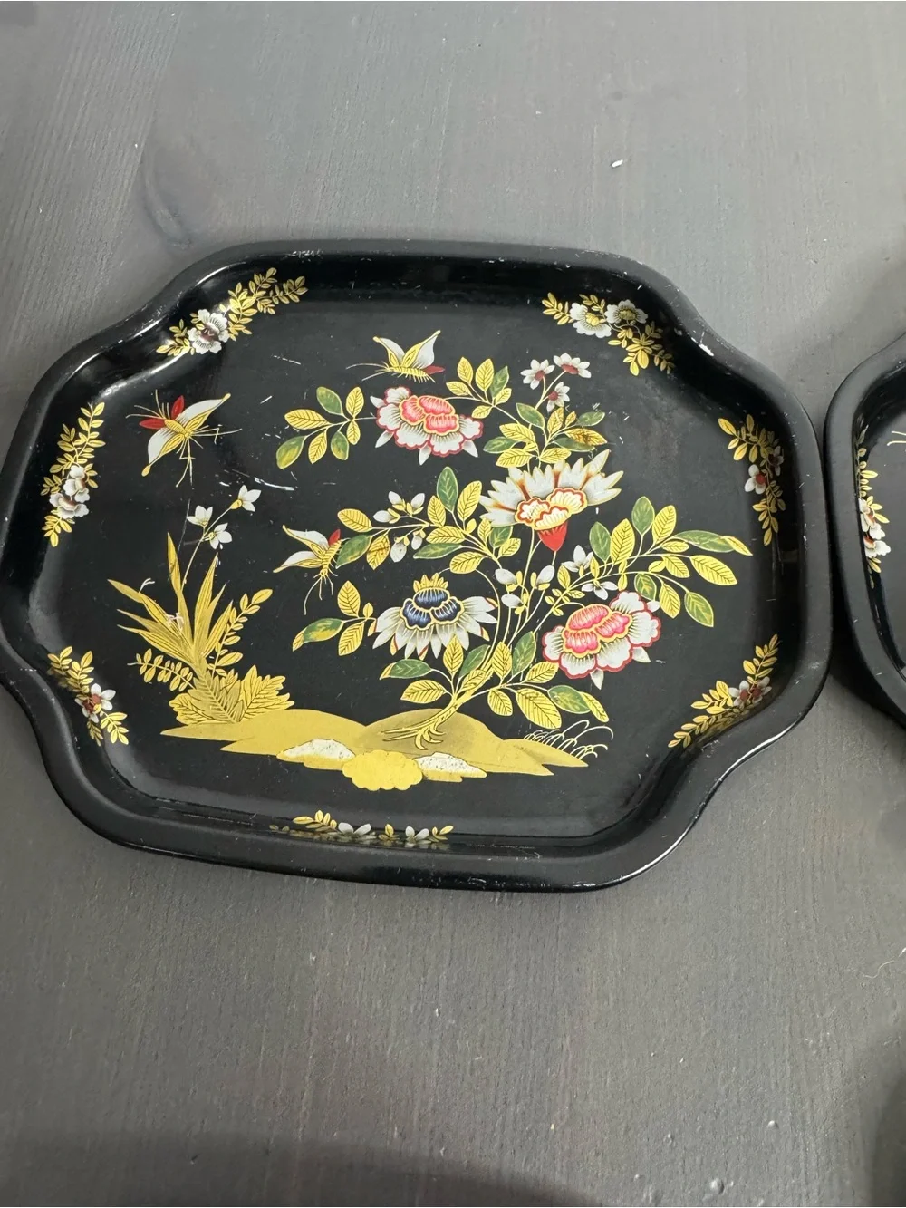4 Vintage MCM Snack Tin Tip Trinket Trays ~ Elite Brand Made in England